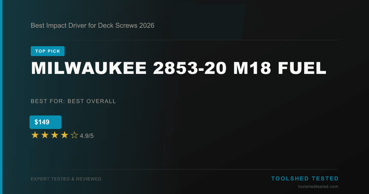 Best Impact Driver for Deck Screws 2026