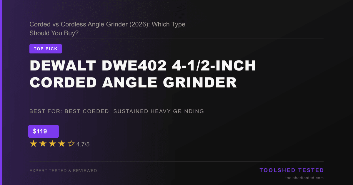 Corded vs Cordless Angle Grinder (2026): Which Type Should You Buy?