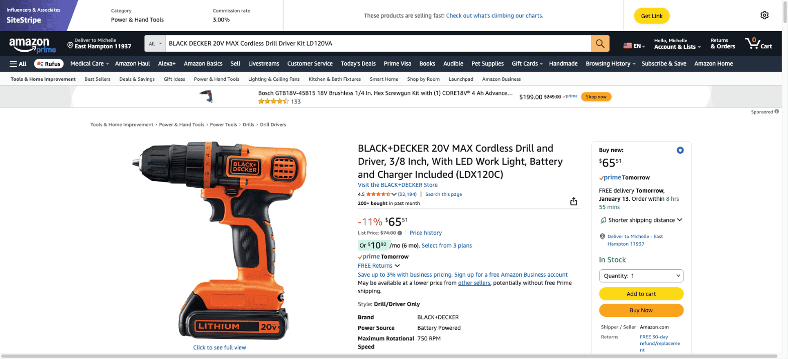 BLACK+DECKER 20V MAX Cordless Drill/Driver Kit (LD120VA)